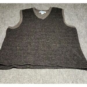 Utility Mens XL Lambswool Blend V-Neck Sweater Vest Charcoal Gray Boiled Wool